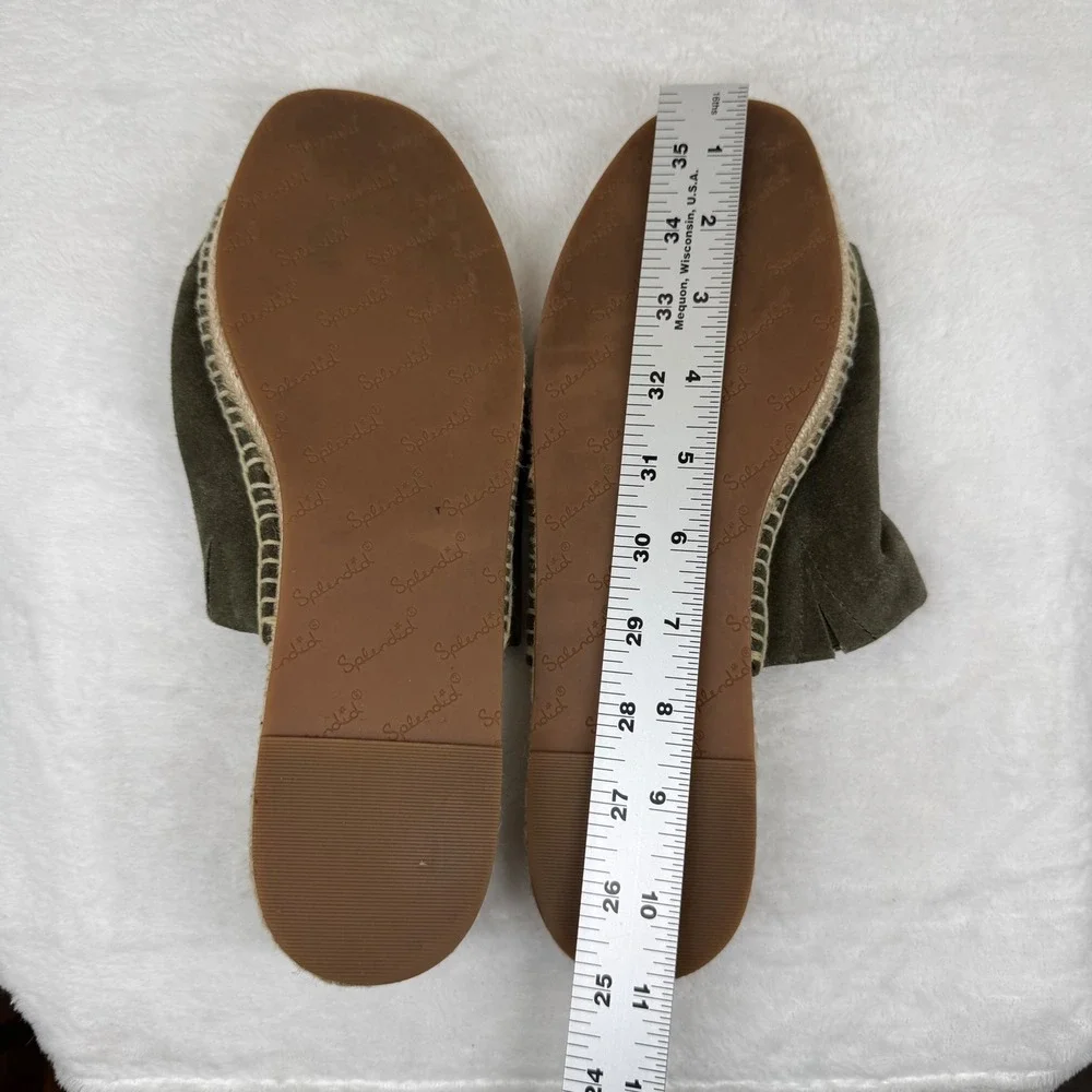 Splendid Green Suede Espadrille Slide‎ Sandals Jute Whipstitch Estimated 9